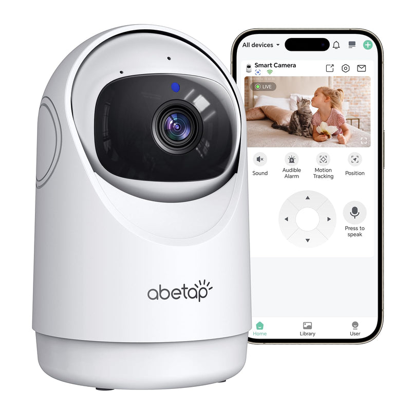 2024 Upgraded 2K Indoor Camera, 360° Cameras for Home Security with Clear IR Night Vision/Motion Detection/2-Way Talk, Pet Camera with Phone App, 1 Pack