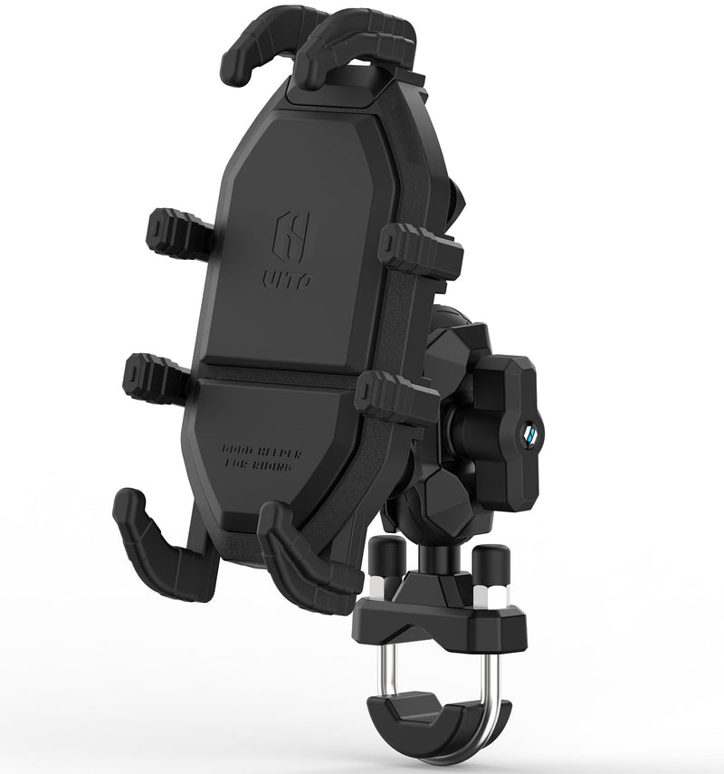 Vibration Damping Motorcycle Phone Mount -Shock Absorbing Bracket with Anti-Theft Design & 1" Ball Base 360° Rotation Universal for 4.0"-7.2" Phones, Fits for 0.5"-1.3" Handlebars