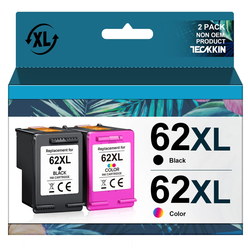 62XL Ink Cartridges Combo Pack Replacement for HP Ink 62 HP 62 Ink 62XL Ink Works with HP Envy 5540 5549 5640 5660 7640 7645 OfficeJet Mobile 250 200 OfficeJet 5740 5741 8040 Printer (2 Pack)