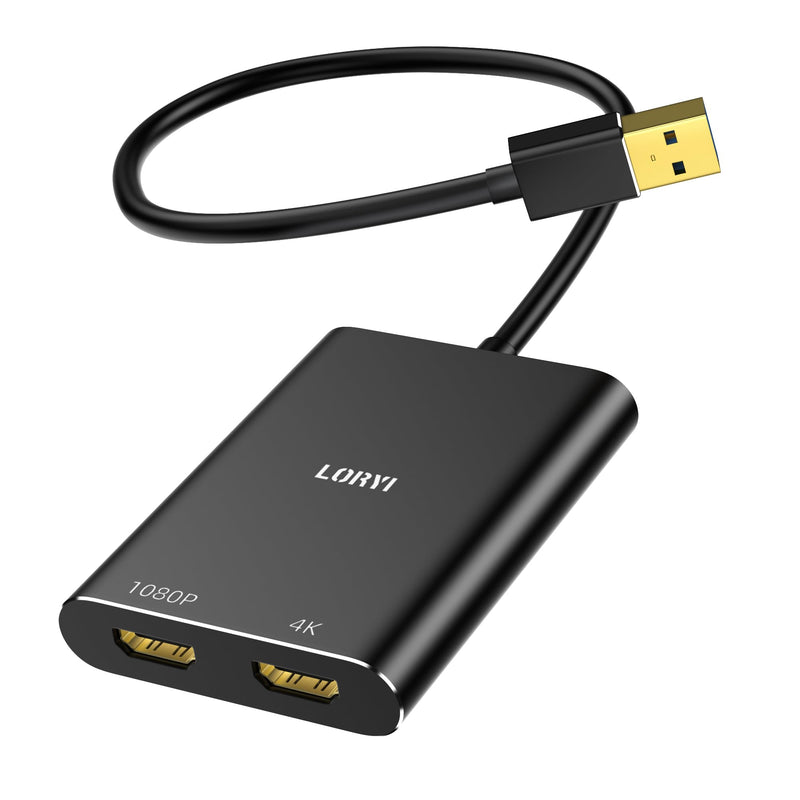 USB 3.0 to Dual HDMI Adapter Compatible with Windows/Mac OS, 4K@30Hz/1080P@60Hz, Hdmi USB to HDMI Splitter, MST Mode, USB to hdmi Adapter for 2 Monitors