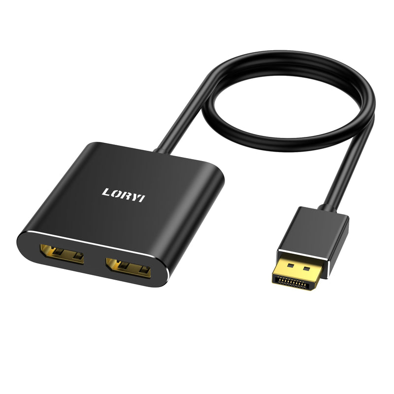 Displayport to Dual Displayport Splitter Adapter,4K60Hz MST Displayport hub 1 in 2 Out Display Port for Dual Monitors,DP1.4 Display Port Splitter for Desktop, Laptop,Extend Display