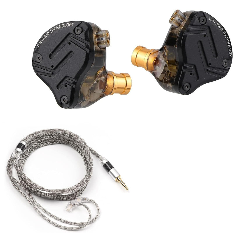 Linsoul KZ ZS10 PRO X HiFi in Ear Earphones(Without Mic, Black) + Tripowin Zonie IEM Cable(Recessed 2pin, 3.5mm, Grey)