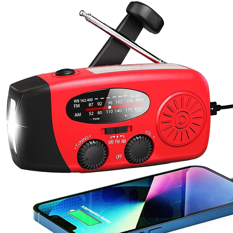[AUSTRALIA] - 18500mWh/5000mAh Hand Crank Emergency Weather Radio, AM FM NOAA Solar Radio with Led Flashlight and Earphone Jack, Charger for Smartphone, Self Powered Radios with SOS Alarm 