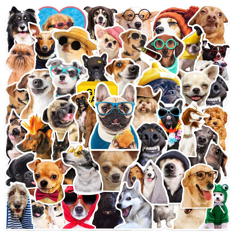 [AUSTRALIA] - 50 PCS Funny Dog Stickers Cute Animal Sticker for Journaling Laptop Scrapbook Water Bottles Guitar Suitcase Phone Snowboard Waterproof Vinyl Gifts for Women Girl Kids Adult Teens Brown 