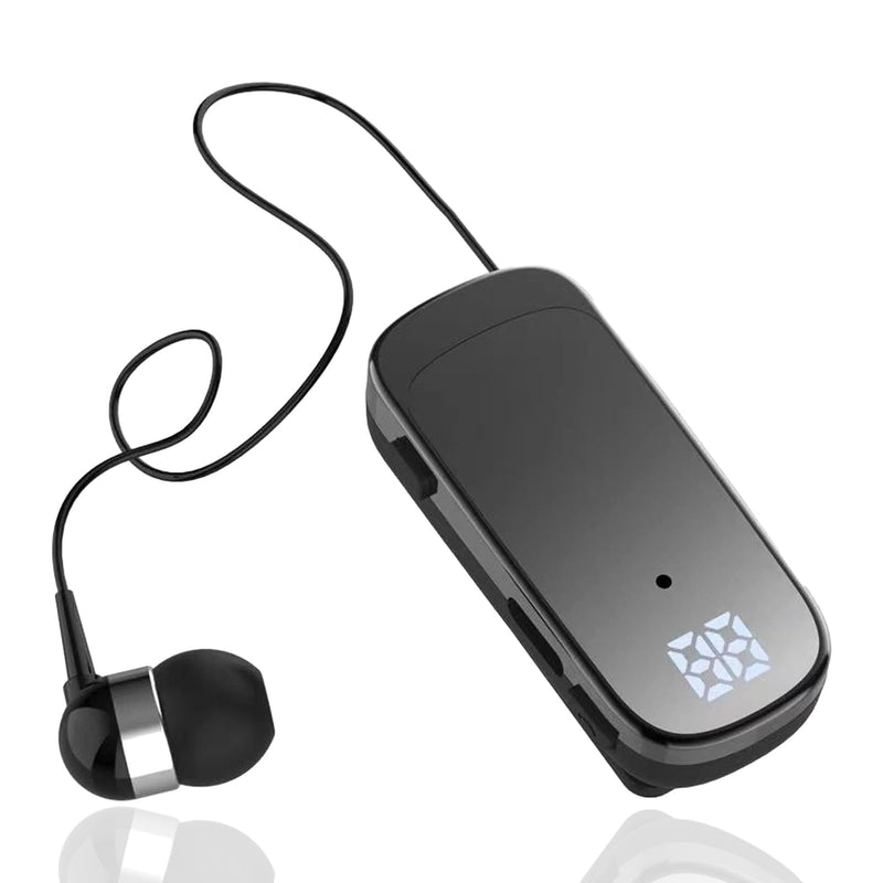 Yoidesu Retractable Headset, Headphone V5.2 Stereo Earpiece Business Headphones, Clip on Earbud Compatible with Smart Cell Phones Tablet Pad PC Laptop (Gradient Black) Gradient Black
