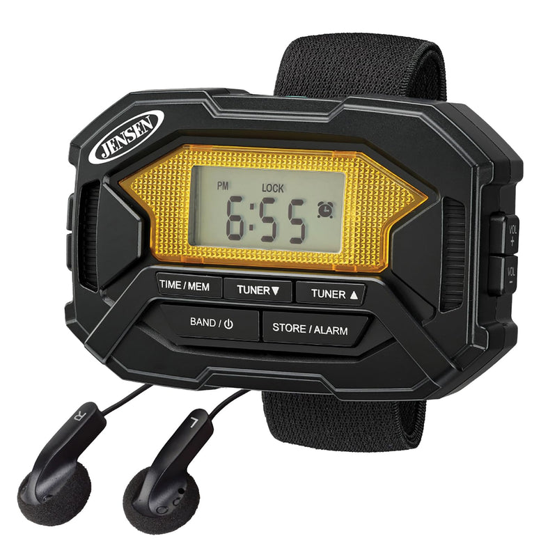 [AUSTRALIA] - Jensen SAB-60 Armband Digital AM/FM Stereo Radio with Clock and Earbuds, Black, SAB-60 