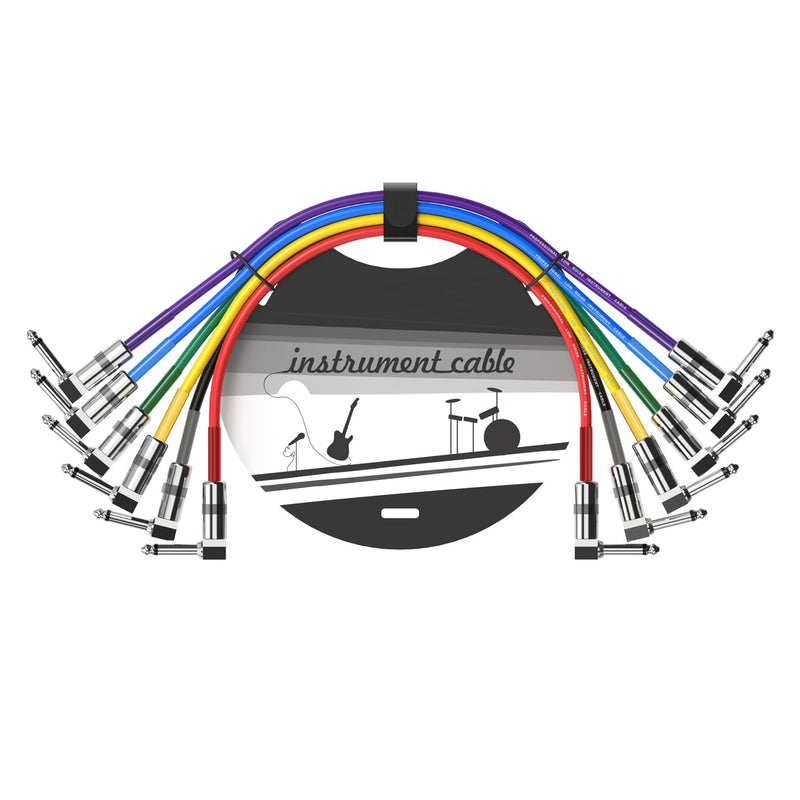 AITONE Patch Cables 6 Pack 1/4 Inch Patch Cords for Bass Guitar Effect Pedal 1.2ft (A-C05)