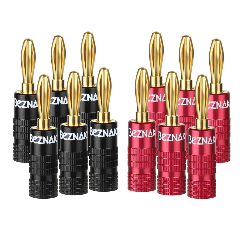[AUSTRALIA] - Banana Plugs with Dual Set Screws,Black and Red Aluminum Shell,6 Pairs 