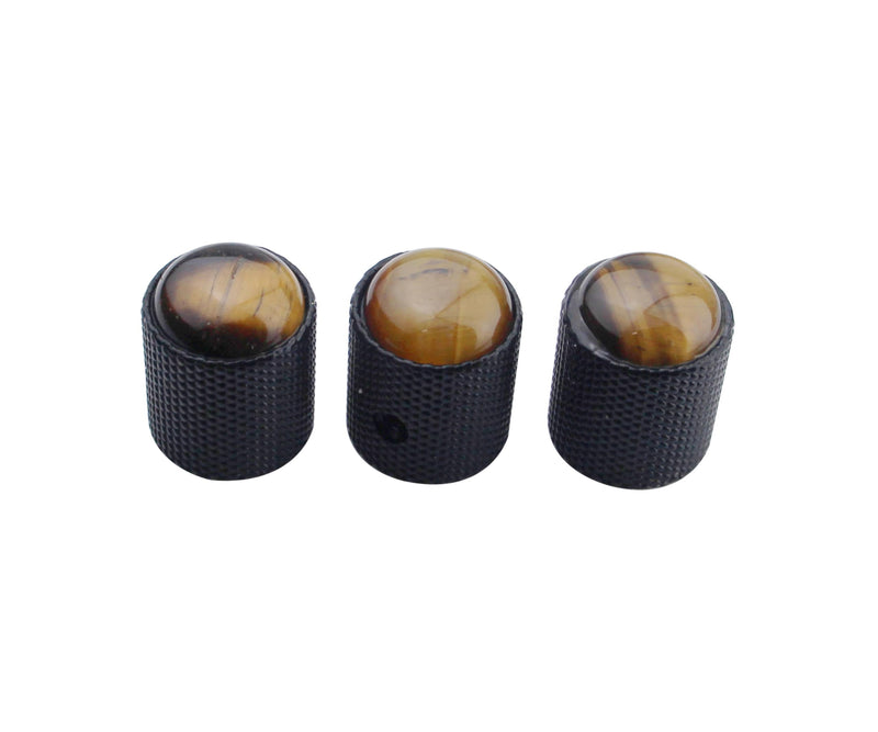guyker Dome Guitar Bass Potentiometer Control Knobs with 6mm Dia. Shaft Pots - 3PCS Zinc Alloy Bell Speed Tone Volume Knob Replacement Part, (Tiger-Eye Top, Black) Tiger-Eye Top
