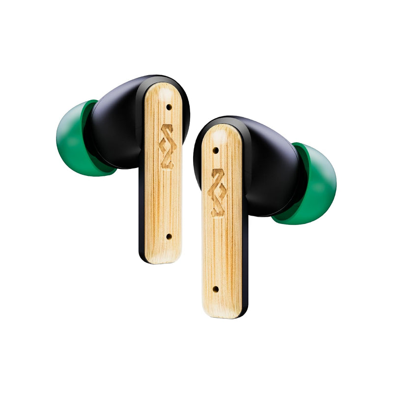 House of Marley Little Bird True Wireless Earbuds, Touch Controls, Built-in Mic, 24 Hours Playtime with Case, USB-C Quick Charge, Sustainable Materials, Movie and Gaming Mode, Black | Earphones with integrated microphone, 24 hours of battery life, In-e...