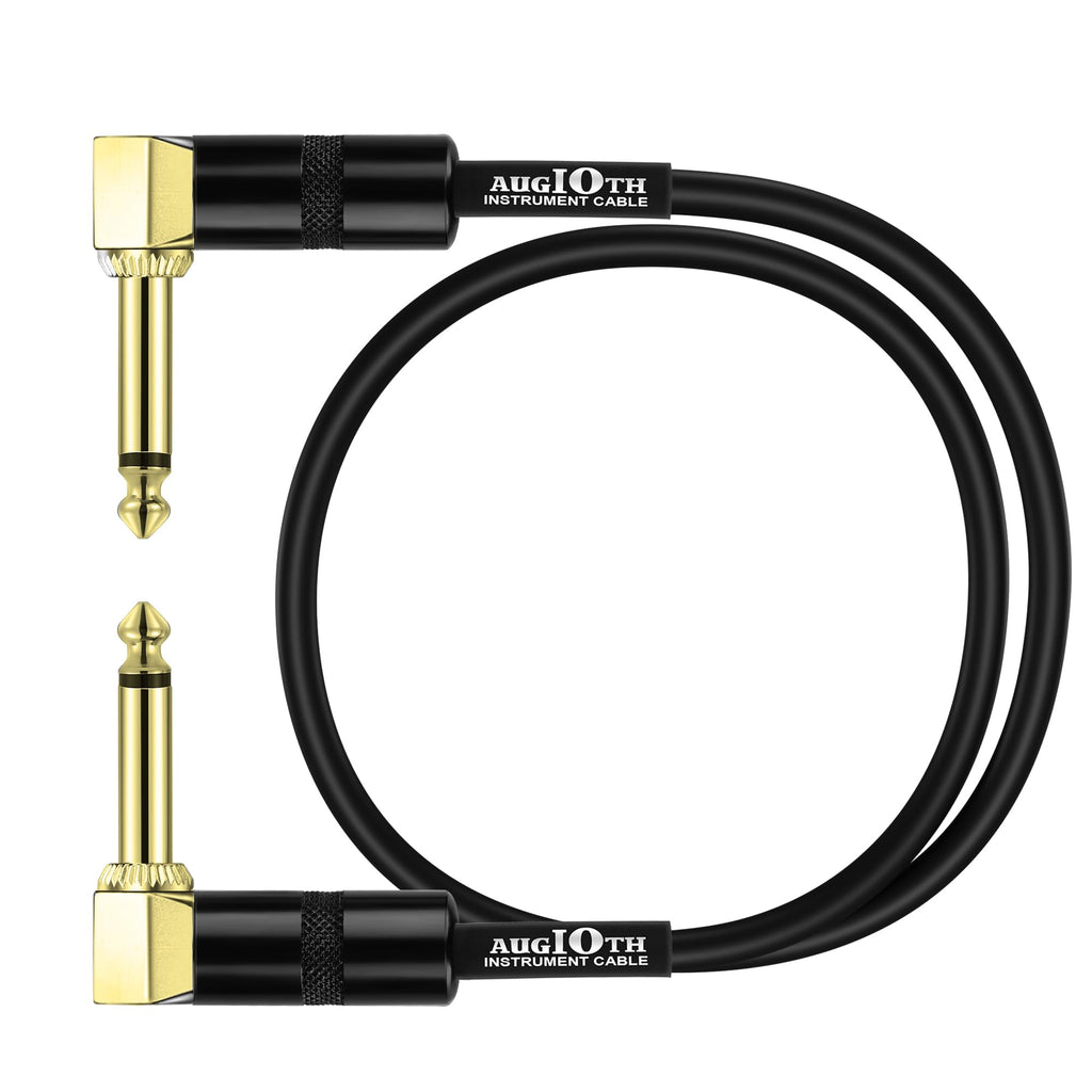 24 Inch Guitar Patch Cable Performance Guitar Effect Pedal Cables Angled to Angled Gold Plated Plugs 24in Angled-Angled Black