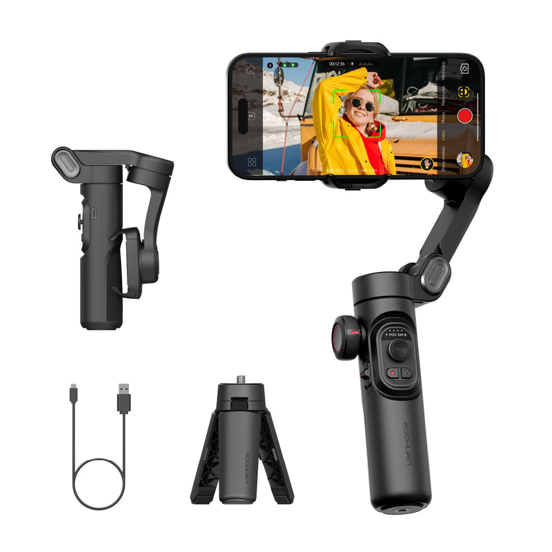 Gimbal Stabilizer for Smartphone, iPhone Gimbal w/Focus Wheel Face/Object Tracking Gimbal for iPhone 15 14 Pro Max/Android Foldable 3-Axis Handheld Phone Gimbal for Video Recording -Smart XE Smart XE