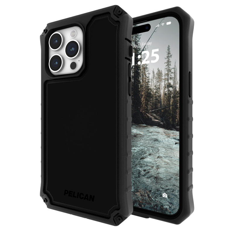 Pelican Ambassador Series - iPhone 15 Pro Max Case 6.7" [18ft MIL-STD Drop Protection] [Compatible with MagSafe] Heavy Duty Phone Case for iPhone 15 Pro Max with Belt Clip Holster Kickstand - Black