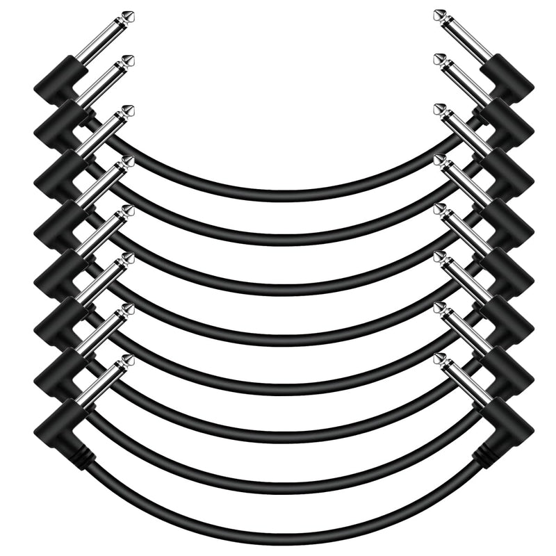 Pack of 8 Guitar Patch Cable for Effect Pedal Board 1/4" Right Angle TS Mono Cords (12 Inch-8 Pack) 12 Inch-8 Pack