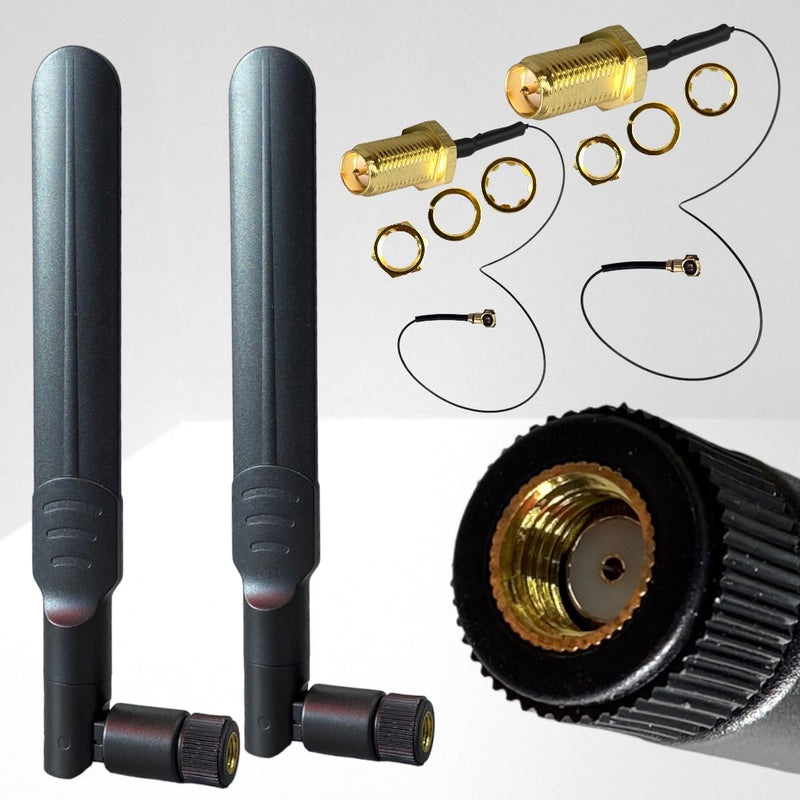 2-Pack Dual Band Antenna WiFi 2.4GHz 5GHz 5.8GHz 8dBi RP-SMA Male,U.FL IPEX MHF4 to RP SMA Female Extension Cable for M.2 NGFF Intel Wireless Network Card WiFi Adapter Laptop-Wireless Network Card 6e
