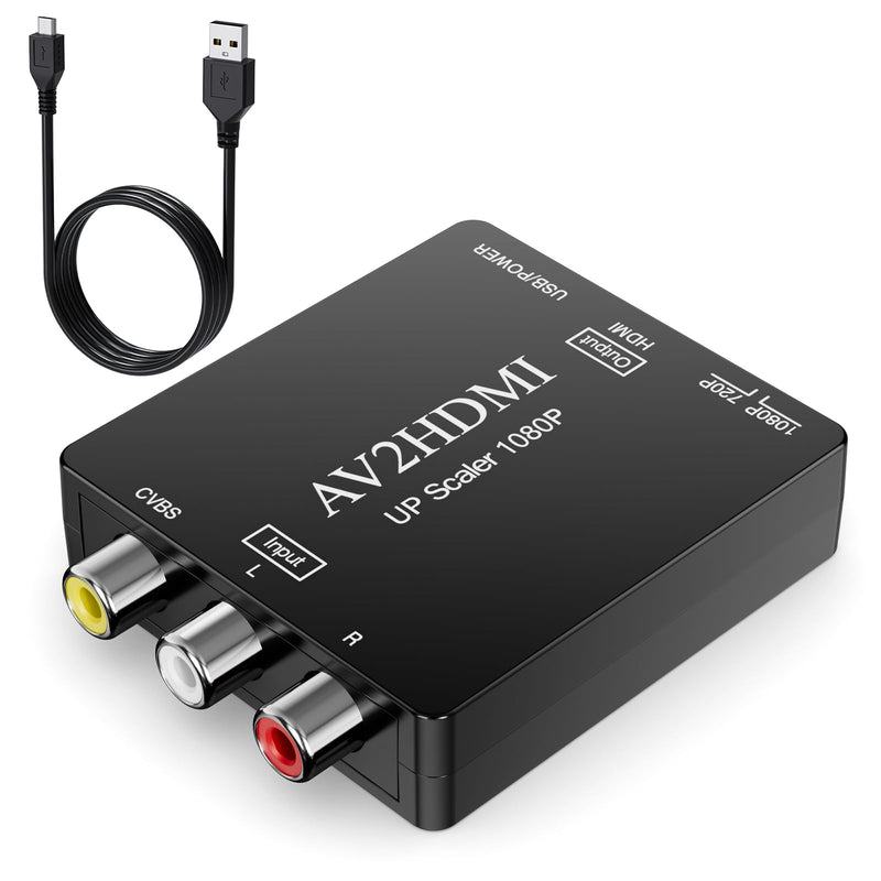 RCA to HDMI Adapter, AV to HDMI Converter, 1080P Mini RCA Composite CVBS Audio Video Converter Supports PAL/NTSC Compatible with PC/Laptop/Xbox /PS4 /TV/STB/VHS/VCR/Blue-Ray