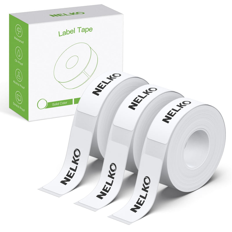 [AUSTRALIA] - NELKO Genuine P21 Label Maker Tape, Adapted Label Print Paper, 14x40mm (0.55"x1.57"), Standard Laminated Office Labeling Tape Replacement, Multipurpose of P21, 180 Tapes/Roll, 3-Roll, White 0.55"x1.57"(14mmx40mm)-3 Rolls 
