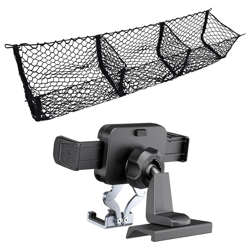 Kaishengyuan Car Phone Holder for Toyota Tacoma 2016-2023 & Detachable 3 Pocket Cargo Net Trunk Bed Organizer Heavy Duty Net