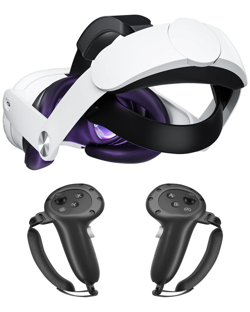 Head Strap for Meta Quest 3, Lightweight and Comfortable Cushion VR Headset Strap Hand Grips, Adjustable Elite Head Strap and Controller Grips Replacement Balanced Fit for Oculus Quest 3 Head Strap for Meta Quest 3