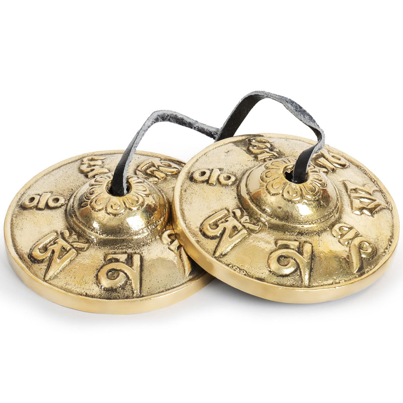 Tibetan Tingsha Cymbals Meditation Bells Spiritual Gifts for Women Meditation Accessory for Spiritual Healing Mindfulness Sound Healing—Om Mane Padme Hum Symbols Embossed (Black) Black
