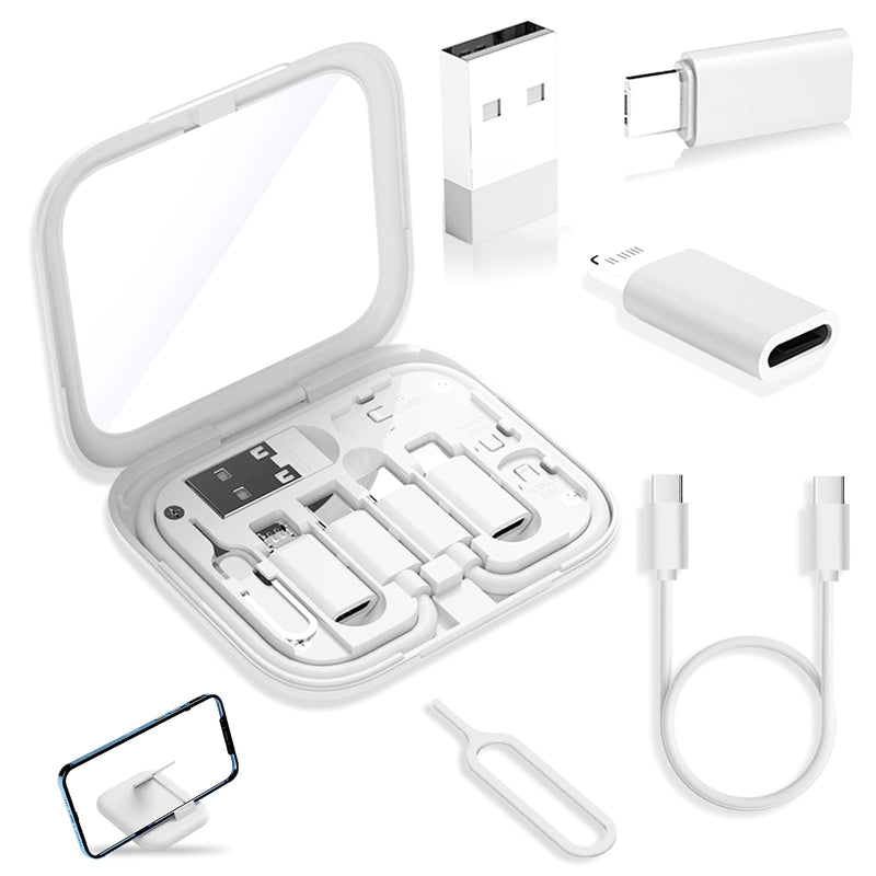 [AUSTRALIA] - USB-C to USB Adapter, USB C Male Cable Box Contains Makeup Mirror/USB C Cable/Micro USB to USB C/USB A to USB C, Cell Phone OTG Adapters for iPhone 14/15, Google Pixel, Samsung Galaxy White 