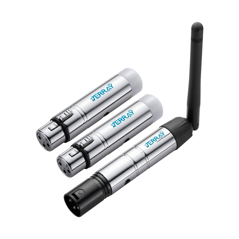 JERRAY 3pcs DMX512 DMX Dfi DJ 2.4G Wireless 2 Receiver with Light Dome & 1 Transmitter LED Lighting Control Short version for LED Stage Par Party Light