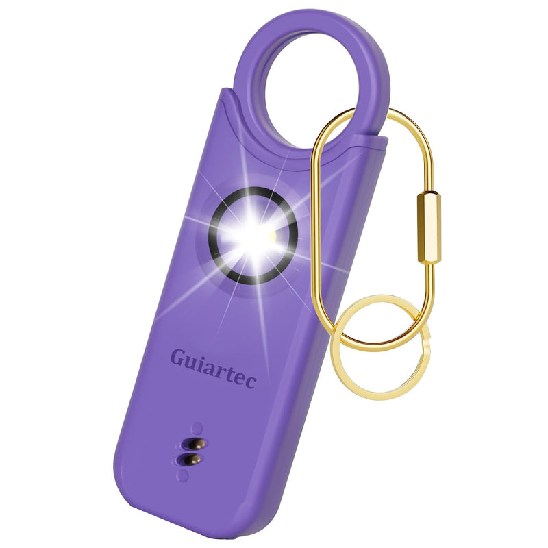 Rechargeable Personal Safety Alarm for Women, 135 dB Loud Self Defense Keychain Siren with LED Strobe Light, Personal Emergency Security Safe Devices Key Chain Alarms for Women Kids Elderly (Violet) Violet