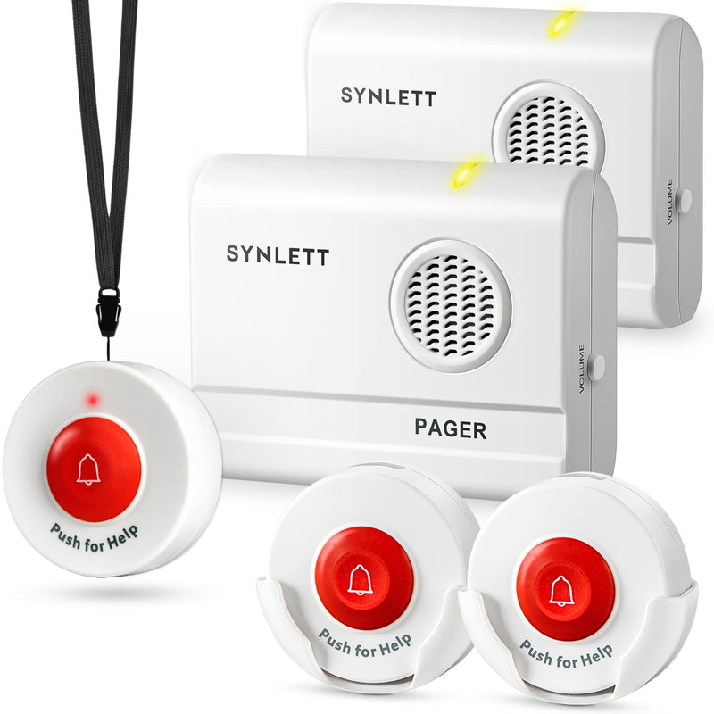 [AUSTRALIA] - Caregiver Pager Wireless Nurse Call Button for Elderly Monitoring SOS Alert System Portable Alarm Call Bell for Home Care Seniors Patients Emergency 3 Call Buttons 2 Pagers 