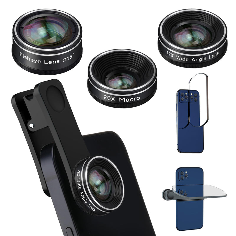 [AUSTRALIA] - Phone Camera Lens, 198 Fisheye Lens + 120 Super Wide-Angle Lens + 20x Macro Lenses Camera Photography Accessories kit Gadgets for iPhone Samsung Android Smartphone 