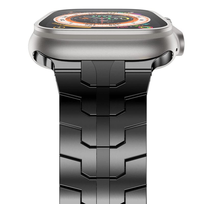 NewWays Stainless Steel Band Compatible with Apple Watch Ultra 3 2 1 49mm Series 11 10 46mm Series 9 8 7 45mm 44mm SE 6 5 4, Rugged iwatch Link Bracelet for men Black [Grade 2 Titanium] 44mm/45mm/46mm/49mm/42mm(S3)