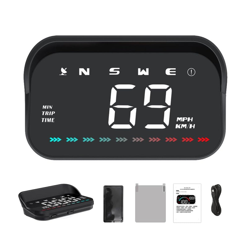 Shkalacar Heads up Display, GPS Speedometer for car, car hud Display Windshield, Direction Travel Time Distance Ambient Light Overspeed Alarm