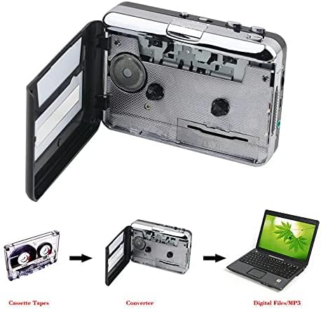 Cassette Player Walkman - Compact Tape Player Portable Recorder with Earphone-Convert Audio Music Cassette to MP3 Digital, Compatible with Laptop/PC/MAC- for Entertainment, Travel, Light Sports(Black) Black