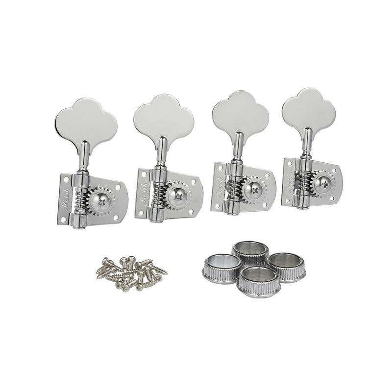 [AUSTRALIA] - KAISH Chrome Cloverleaf Bass Tuners Bass Tuning Machines Bass Tuning Keys for Standard/Highway One Series Jazz J Bass/Precision P Bass Right Handed 4R 