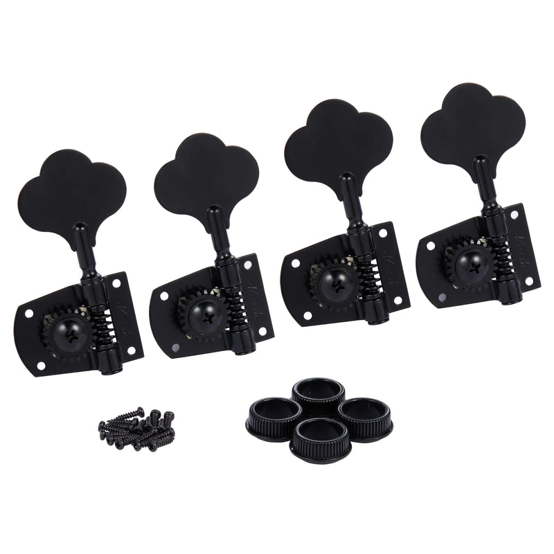 [AUSTRALIA] - KAISH Black Lefty Cloverleaf Bass Tuners Bass Tuning Machines Bass Tuning Keys for Standard/Highway One Series Jazz J Bass/Precision P Bass Left Handed 4L 