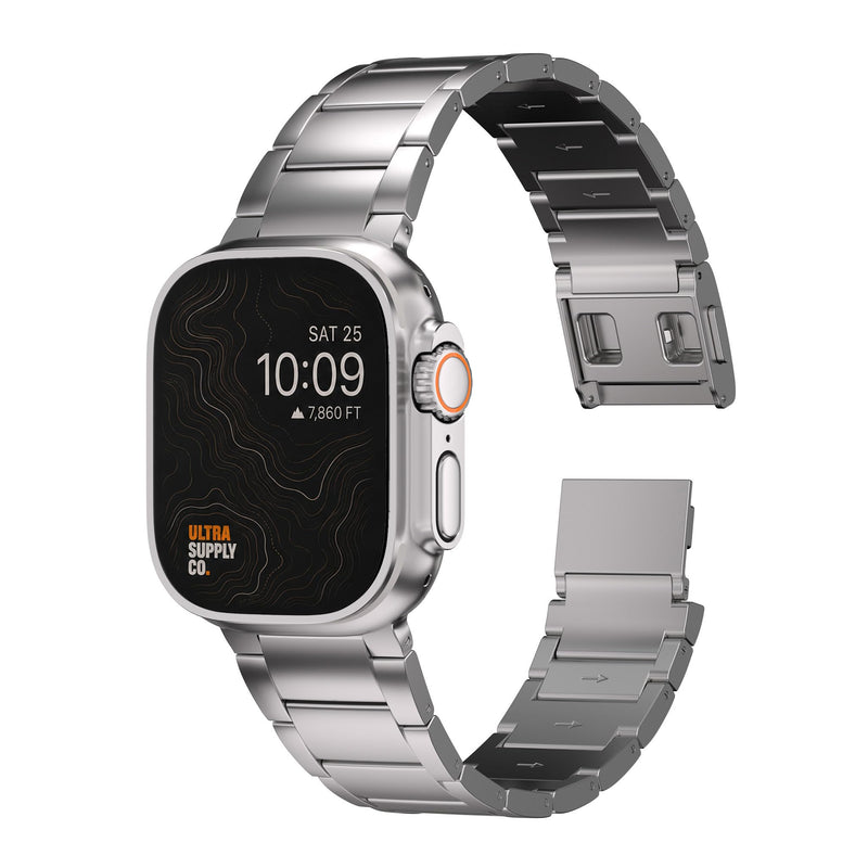 Titanium Band for Apple Watch Ultra 3/2/1 (49mm), DLC Coating | Scratch Resistant Diamond-Like-Carbon Coating, Titanium Bracelet with Magnet Buckle, Color Matching Titanium Natural Titanium | Magnetic Clasp | 22mm