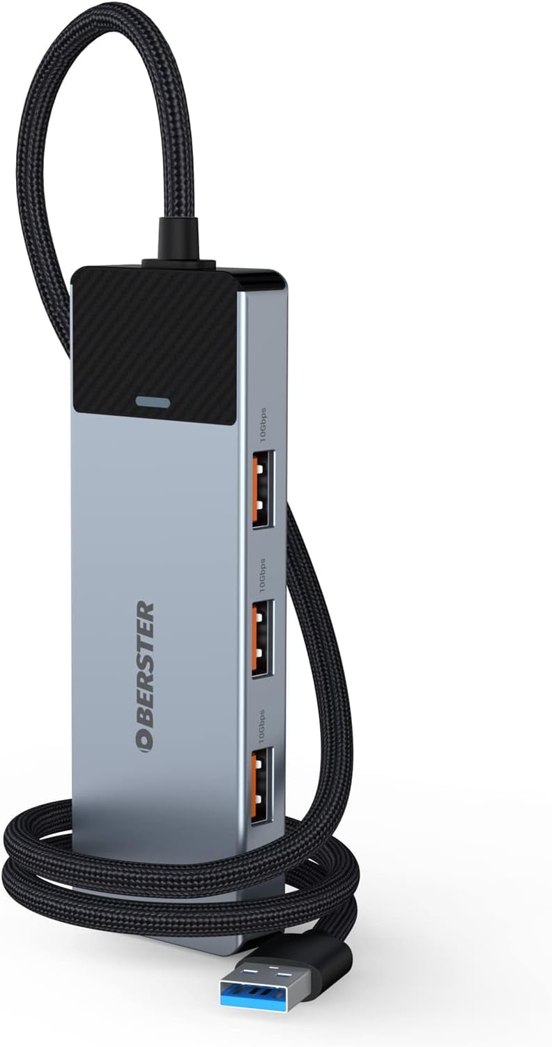 USB HUB, USB Docking, USB 3.2 HUB 5GBPS, Ultra Slim Portable Data Hub, 4 in 1 USB HUB with 4 * USB 3.2 Compatible with Windows, macOS, Linux, Chrome OS Systems(Aluminium)