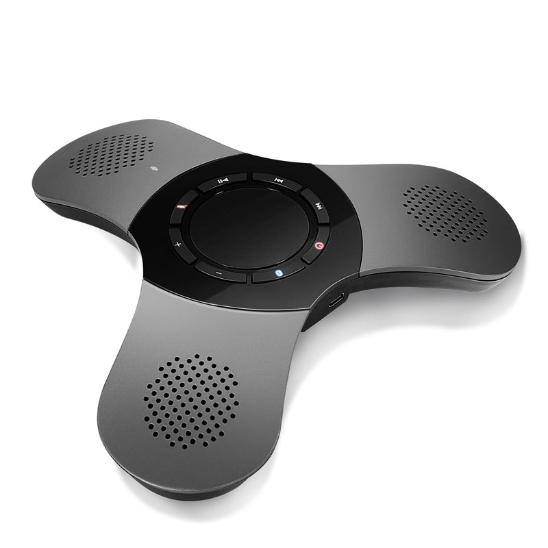 Bluetooth Conference Speaker with Microphone & Premium 360° Voice Pickup，USB-C Speakerphone Home Office for Teams/Zoom,Noise Cancelling Omnidirectional Conference Room Microphone and Speaker Black
