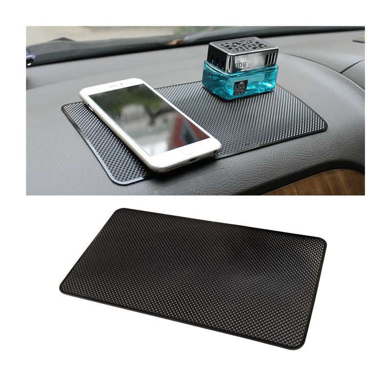 Car Dashboard Anti-Slip Mat, 10.6" x 5.9" Universal PVC Sticky Adhesive Pad for Auto, Multifunctional Vehicle Dash Strong Gripping Pad for Cell Phones Sunglasses Keys GPS Coins (Grid) Grid