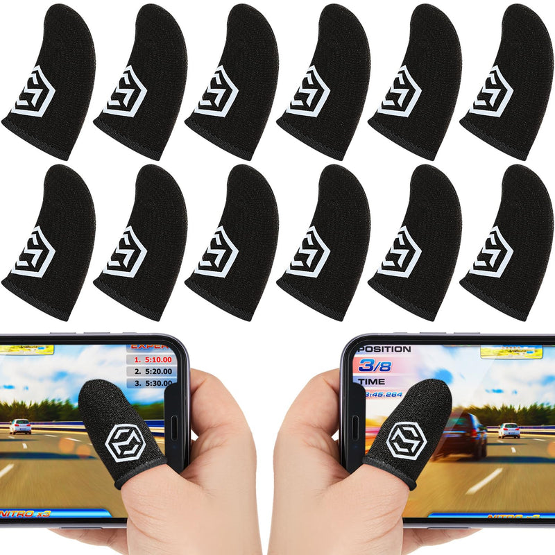 [AUSTRALIA] - Jiuguva 120 Pcs Gaming Finger Sleeves with Pattern for Mobile Game Controllers Finger Sleeve for Gaming Anti Sweat Game Controller Thumb Sleeve Breathable Finger Covers Touchscreen (Black) Black 