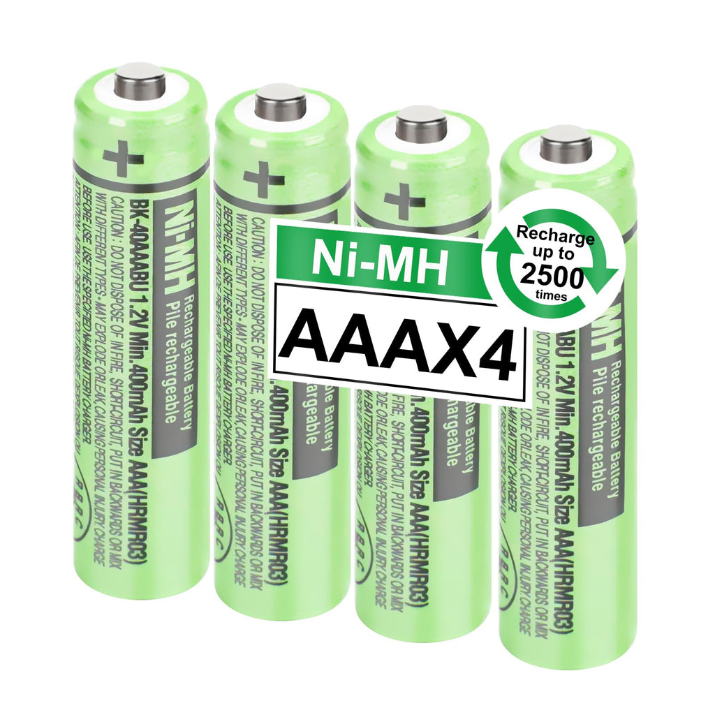 4Pack BK-40AAABU Ni-MH AAA Rechargeable Batteries 400mah AAA Ni-MH Rechargeable Batteries 1.2V for Panasonic Cordless Phones, Remote Controls, Electronics