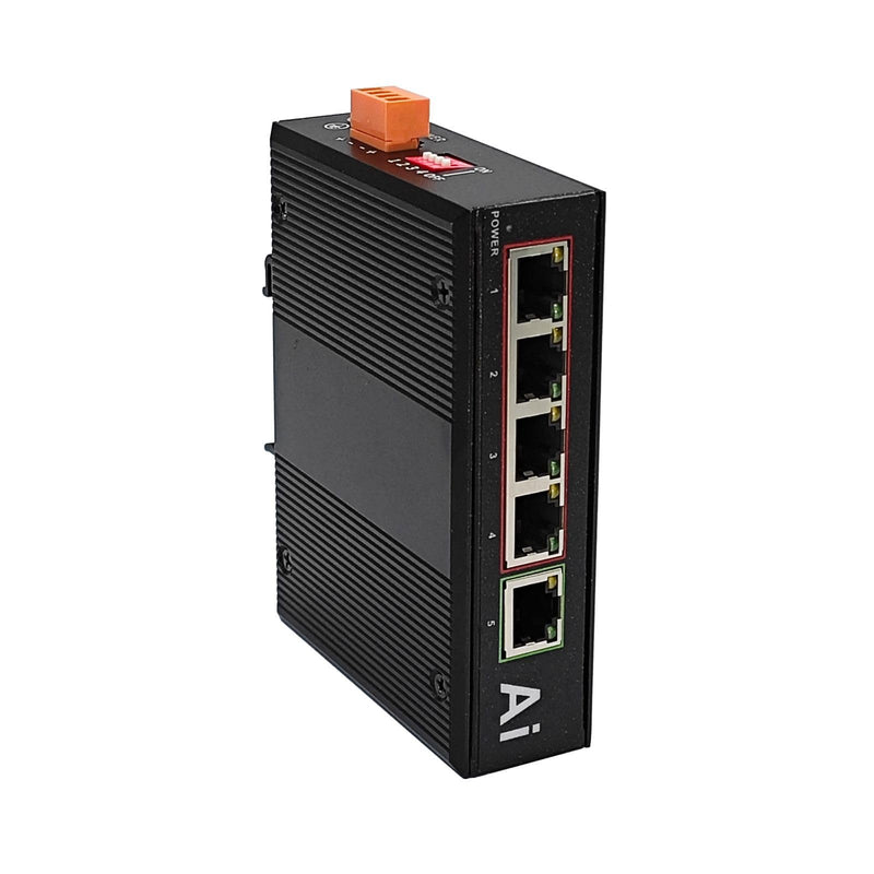 Industrial 5 Ports Gigabit Ethernet Switch Din Rail Mount Ethernet Hub | 10/100/1000Mbps, Aluminum Case, -40 to 176°F Operating Temperature, Cost–effective KP-GY005G