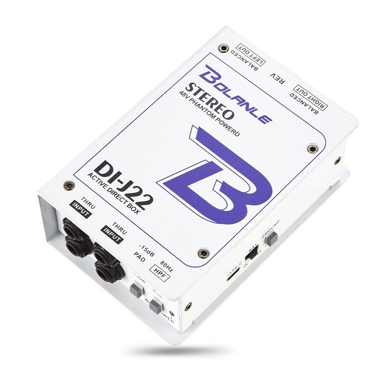 Bolanle J22 Professional Stereo DI Box/Splitter XLR 1/4 inch, Dual Channel Direct Box for Sound System, Subwoofer, Karaoke Speaker, Guitar, Keyboard, Bass
