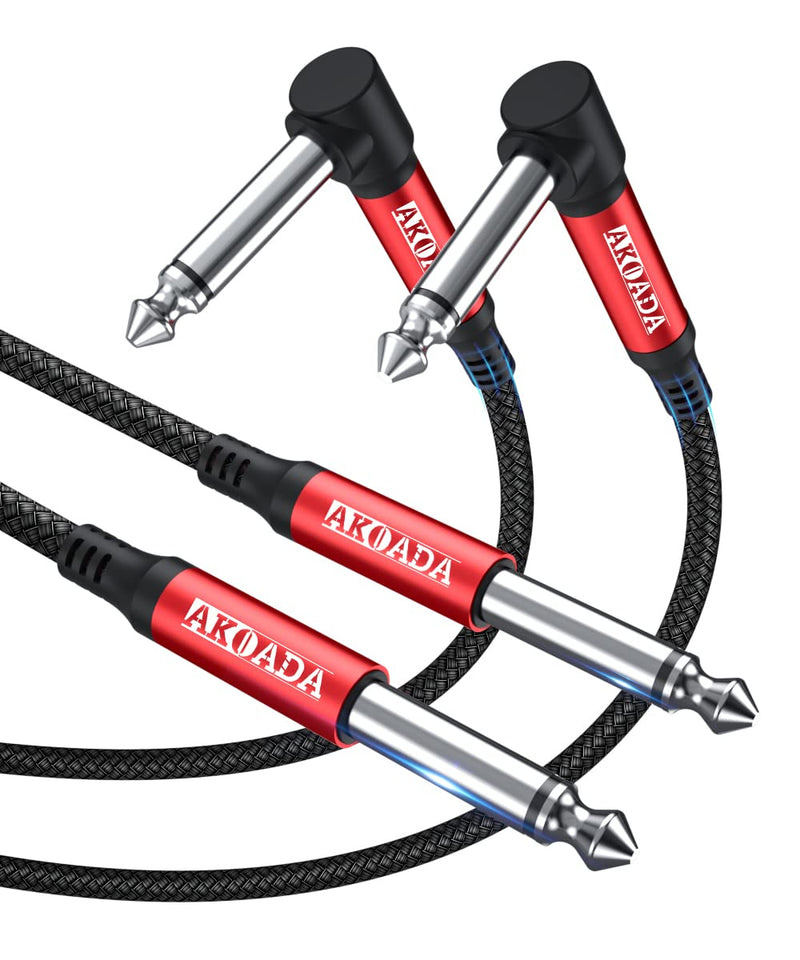 AkoaDa 1/4 Guitar Cable 20ft 2 Pack, Instrument Cable TS Cable Right Angle Electric Guitar Cord Compatible with Guitar, Bass, Drums,Guitar, Bass, Amplifiers, Pro Audio, Electric Mandolin