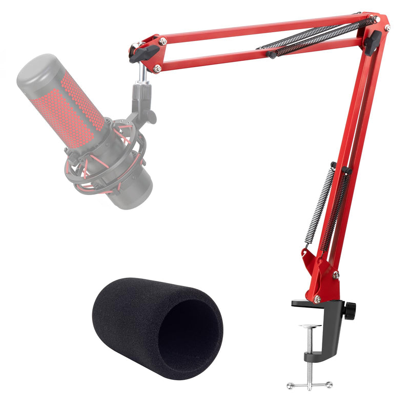 Red Mic Arm Compatible with HyperX QuadCast S - Premium QuadCast S Microphone Boom Arm for Gaming, Streaming by YOUSHARES Red