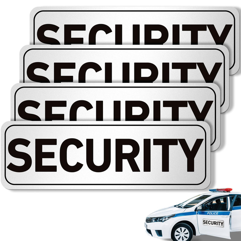 4 Pcs Security Car Magnetic Signs Reflective Security Heavy Duty Signs for Vehicles Magnetic Truck Signs Waterproof Security Officers Magnetic Decals for Patrol(White with Black Border) White with Black Border