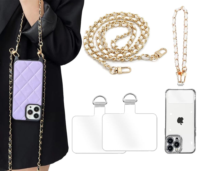 2Pcs Phone Crossbody Lanyard and Wrist Phone Strap,Universal Cell Phone Lanyard Strap Phone Chain with 2×Tether Tab B