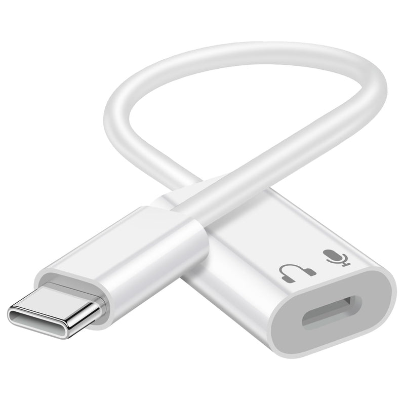 USB C to Lightning Audio Adapter, USB Type C Male to Lightning Female Earphone Converter Compatible with iPhone 16/16Pro/15/15Pro, iPad Pro, iPad Air 6/5/4, MacBook and More (Audio Only, No Charge) White