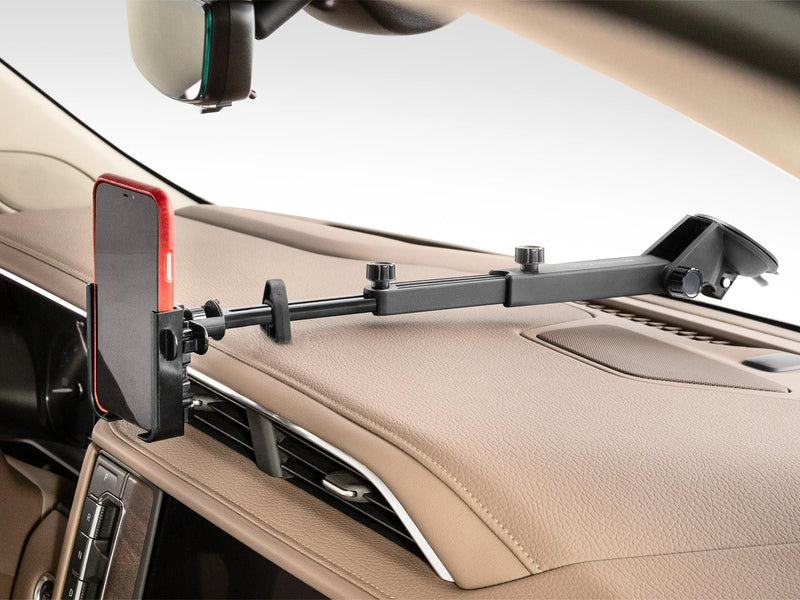 WeatherTech WindshieldFone with Extension - Universal Windshield-Mounted Car Phone Holder - Black Plastic Knobs Extension Arm (7.75 - 15.31 Inches)