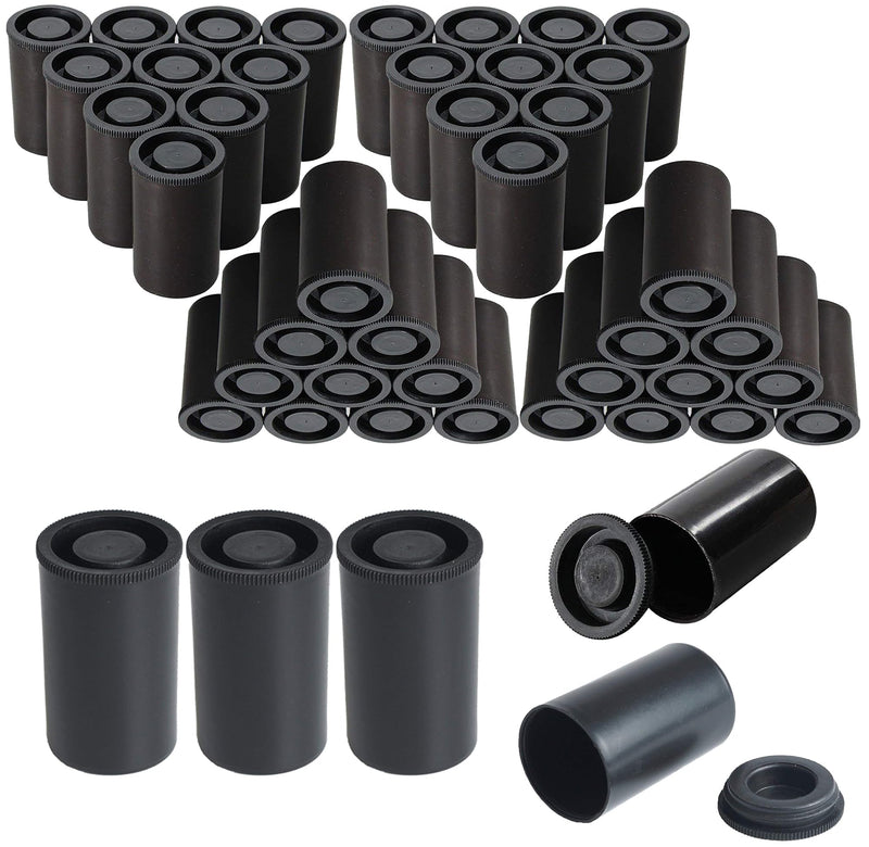 72 Pcs Film Canisters ,35MM Empty Camera Reel Containers, for Rockets, 8 OZ, 2" H, 1" W, Plastic, Films Developing Processing Tube, Roll Case, Small Accessories, Storage (Black)