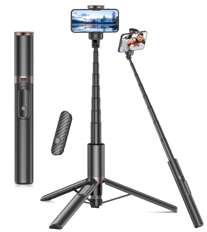TONEOF Upgraded 60" Selfie Stick Tripod,All-in-1 Extendable Cell Phone Tripod Stand with Integrated Remote,360° Rotate Lightweight & Portable Tripod for 4-7 Inch iPhone Android/Video Recording/Travel